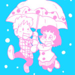 みよちゃん雪降り相合い傘